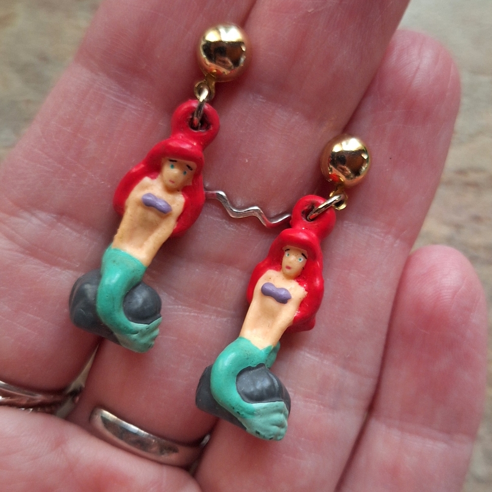 Vintage Disney Little Mermaid Clay? Earrings